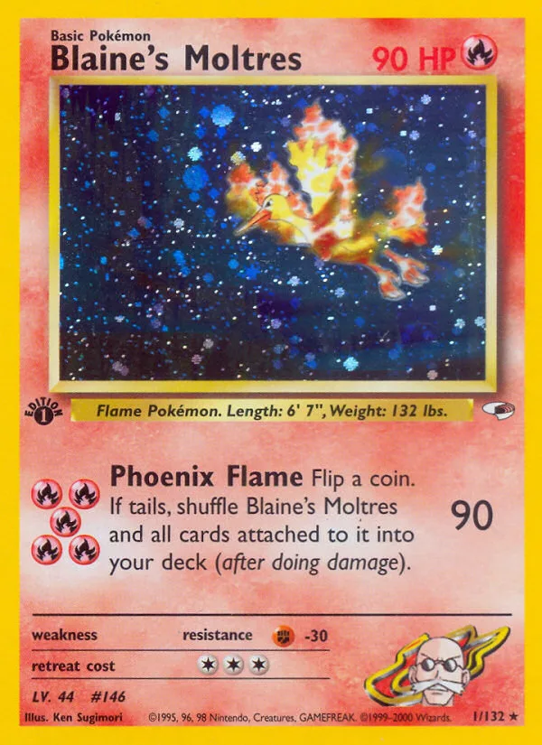 Blaine's Moltres #1 Gym Heroes Pokemon card