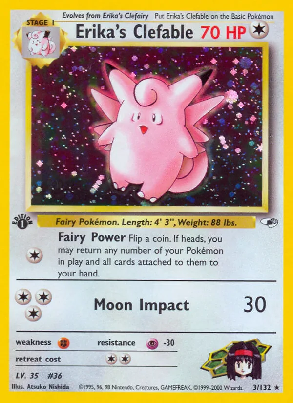 Erika's Clefable #3 Gym Heroes Pokemon card