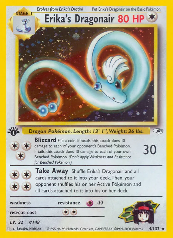 Erika's Dragonair #4 Gym Heroes Pokemon card