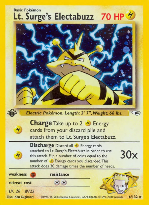 Lt. Surge's Electabuzz #6 Gym Heroes Pokemon card