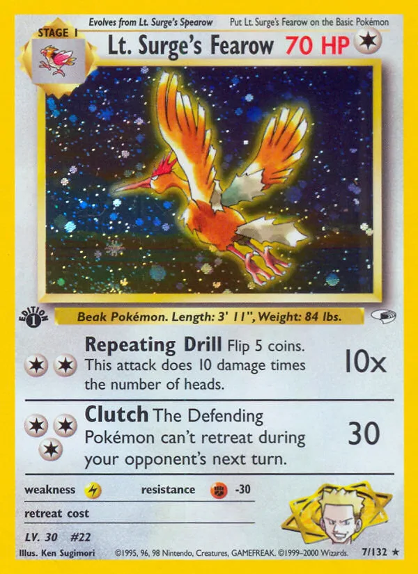 Lt. Surge's Fearow #7 Gym Heroes Pokemon card