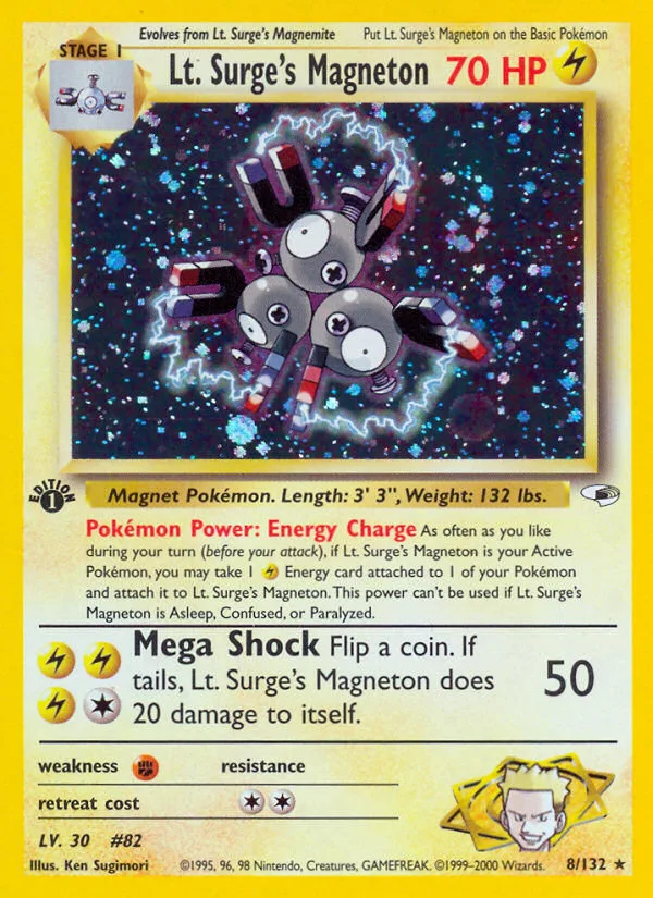 Lt. Surge's Magneton #8 Gym Heroes Pokemon card