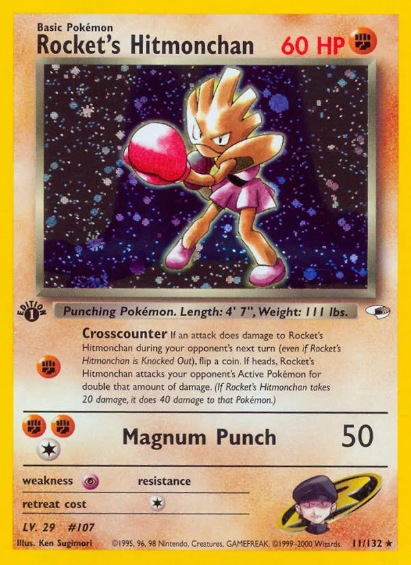 Rocket's Hitmonchan #11 Gym Heroes Pokemon card