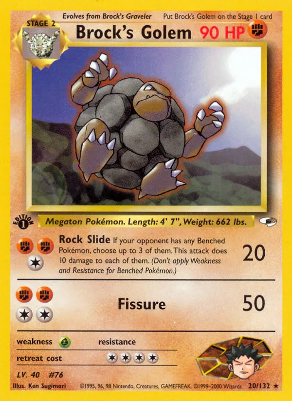 Brock's Golem #20 Gym Heroes Pokemon card