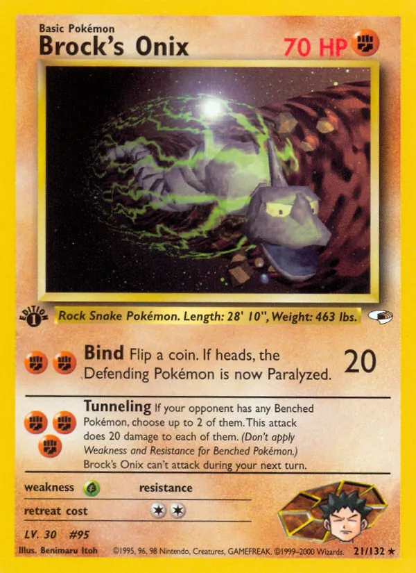Brock's Onix #21 Gym Heroes Pokemon card