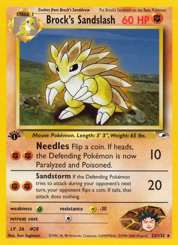 Brock's Sandslash #23 Gym Heroes Pokemon card