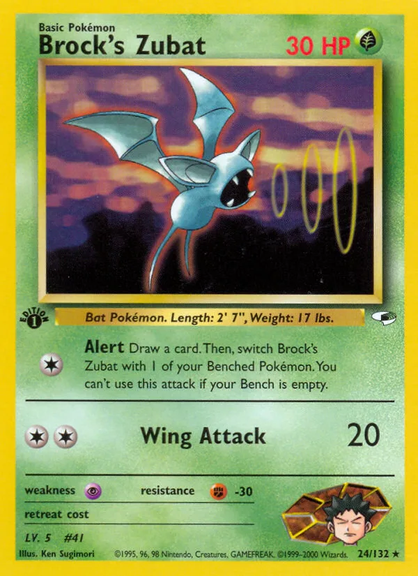 Brock's Zubat #24 Gym Heroes Pokemon card