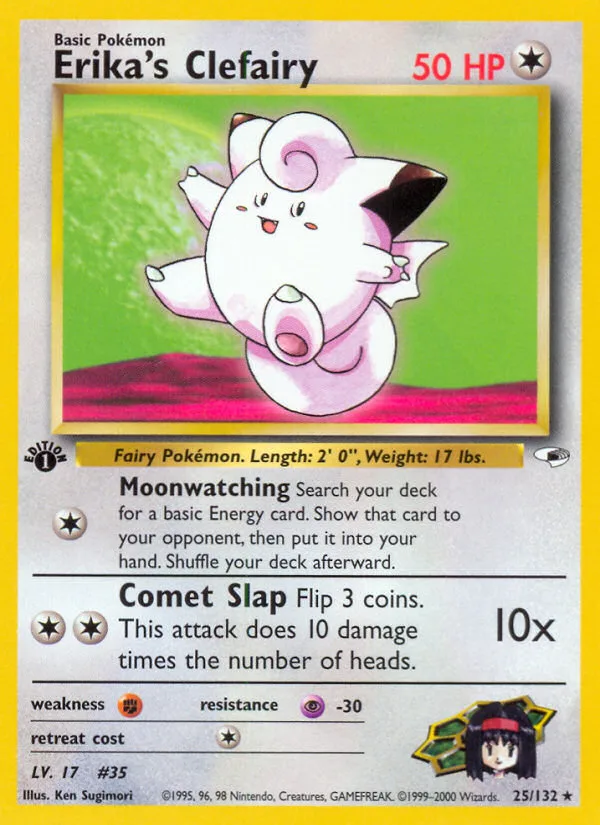 Erika's Clefairy #25 Gym Heroes Pokemon card