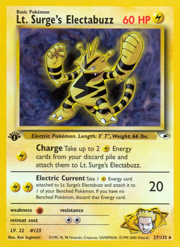 Lt. Surge's Electabuzz #27 Gym Heroes Pokemon card