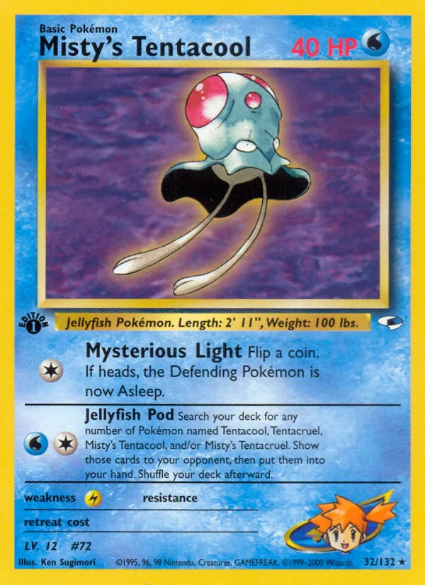 Misty's Tentacool #32 Gym Heroes Pokemon card