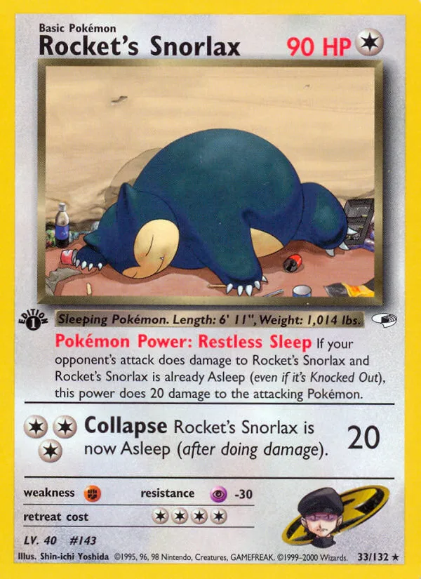 Rocket's Snorlax #33 Gym Heroes Pokemon card