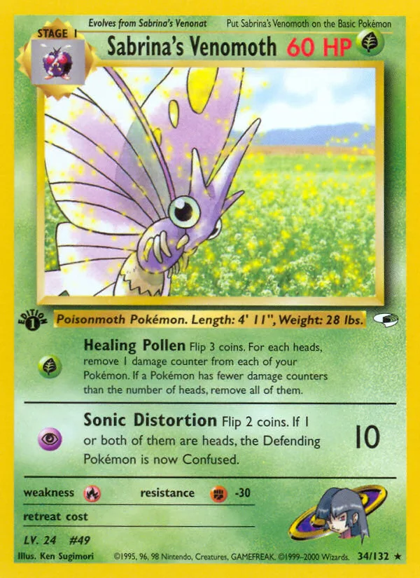 Sabrina's Venomoth #34 Gym Heroes Pokemon card