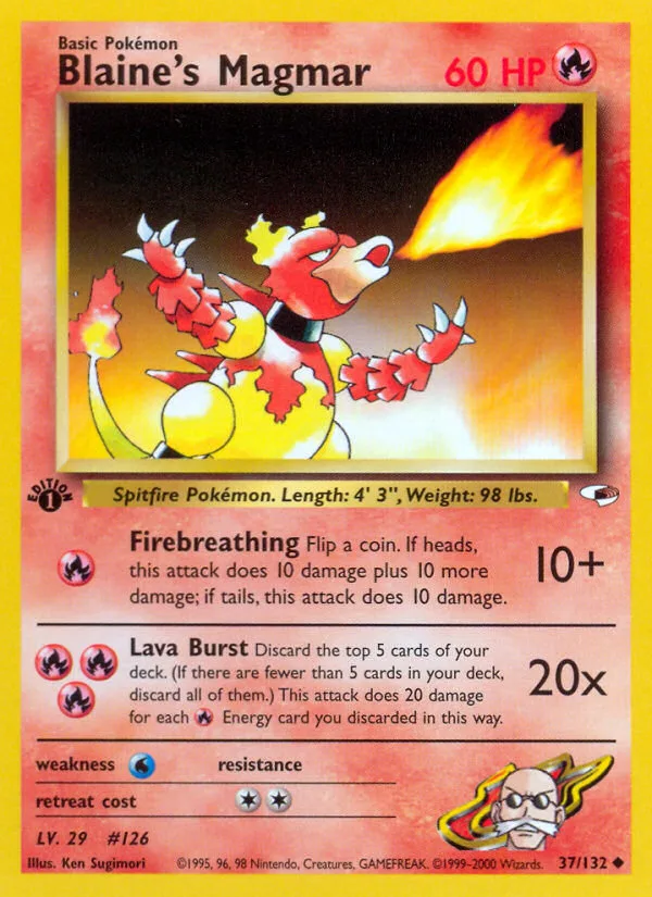 Blaine's Magmar #37 Gym Heroes Pokemon card