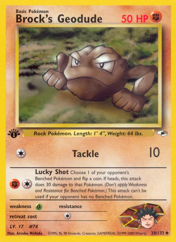 Brock's Geodude #38 Gym Heroes Pokemon card