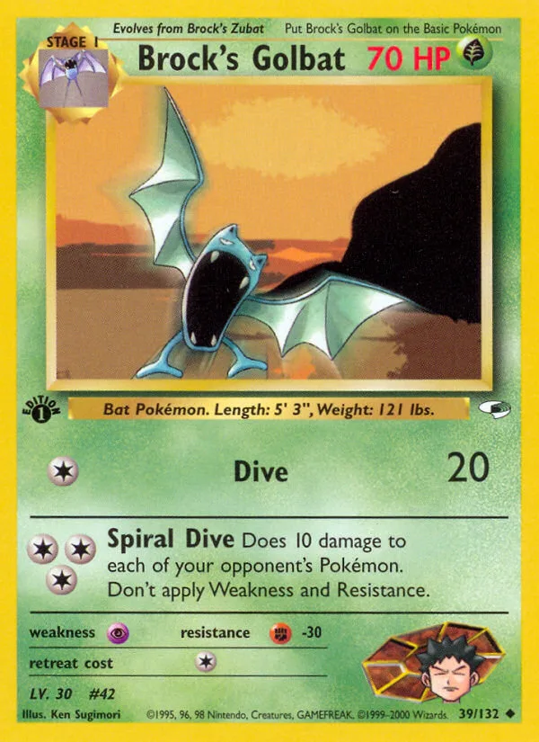 Brock's Golbat #39 Gym Heroes Pokemon card