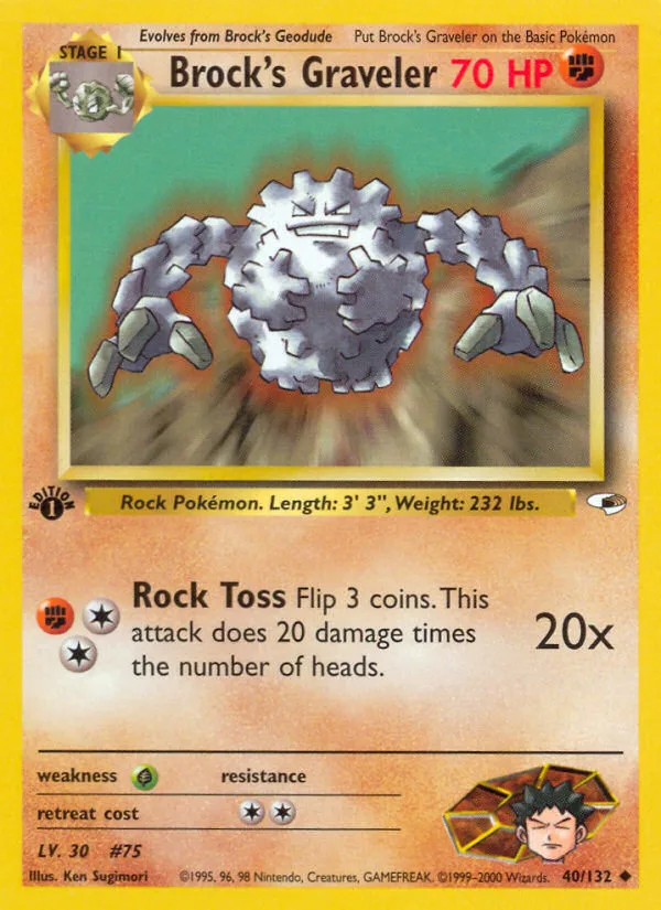 Brock's Graveler #40 Gym Heroes Pokemon card