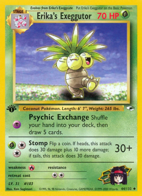 Erika's Exeggutor #44 Gym Heroes Pokemon card