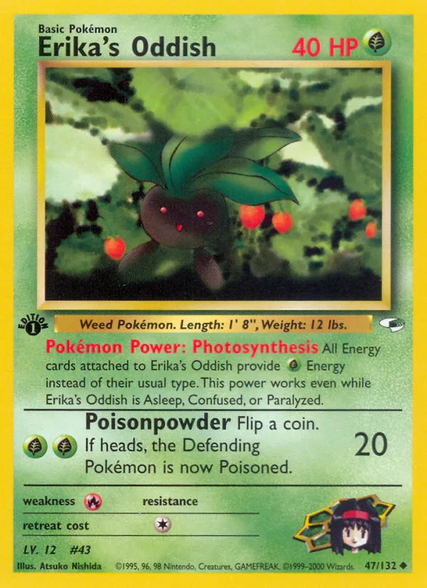 Erika's Oddish #47 Gym Heroes Pokemon card