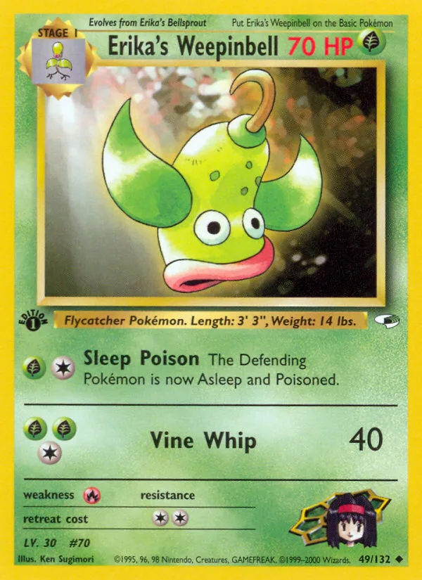 Erika's Weepinbell #49 Gym Heroes Pokemon card