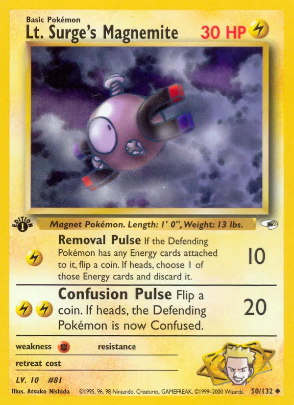 Lt. Surge's Magnemite #50 Gym Heroes Pokemon card