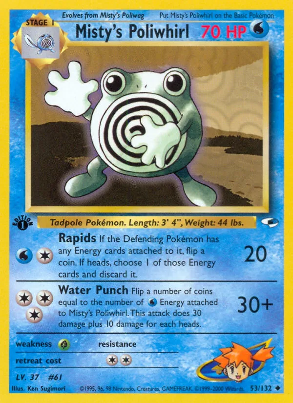 Misty's Poliwhirl #53 Gym Heroes Pokemon card