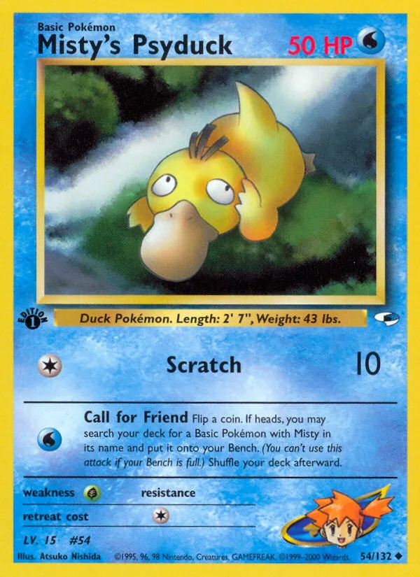 Misty's Psyduck #54 Gym Heroes Pokemon card