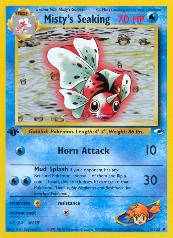 Misty's Seaking #55 Gym Heroes Pokemon card