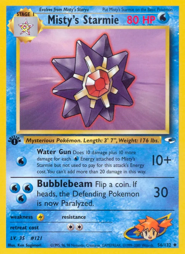 Misty's Starmie #56 Gym Heroes Pokemon card