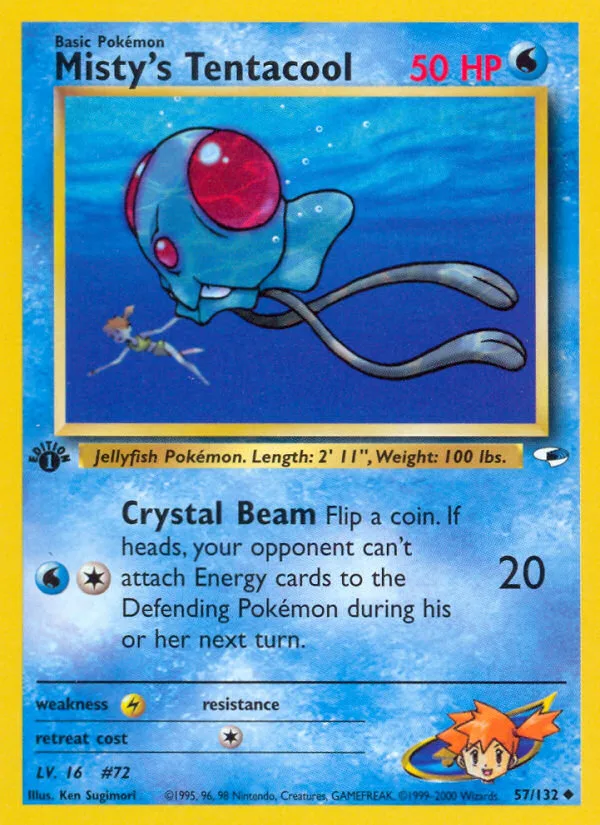 Misty's Tentacool #57 Gym Heroes Pokemon card