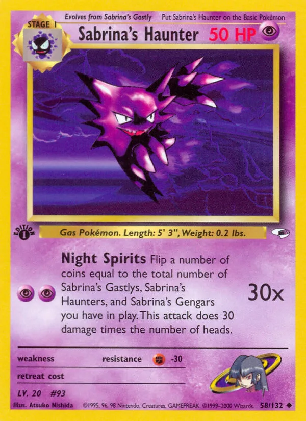 Sabrina's Haunter #58 Gym Heroes Pokemon card