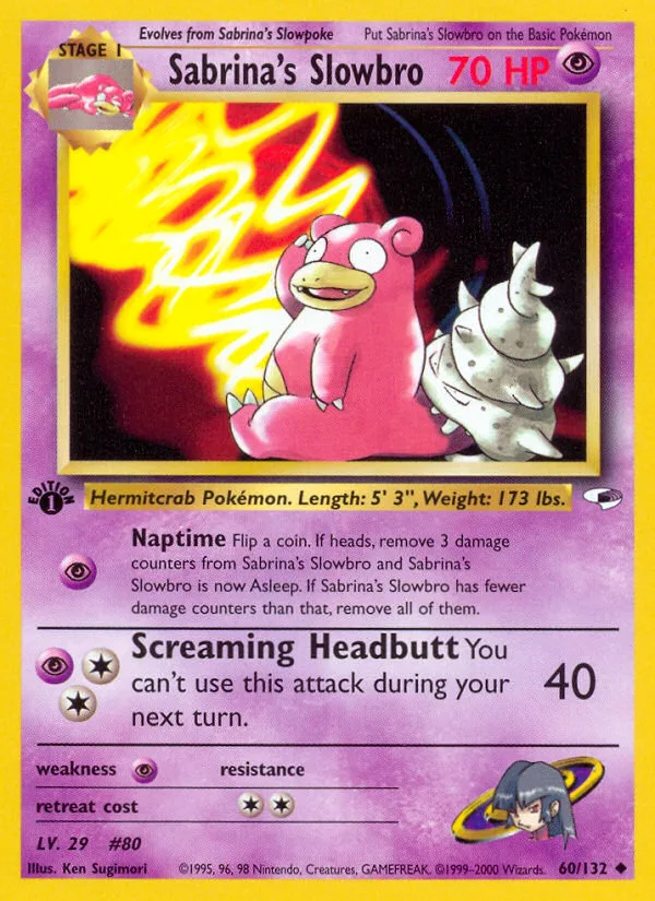 Sabrina's Slowbro #60 Gym Heroes Pokemon card