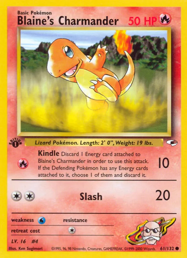 Blaine's Charmander #61 Gym Heroes Pokemon card