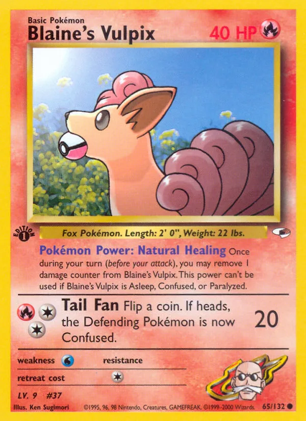 Blaine's Vulpix #65 Gym Heroes Pokemon card