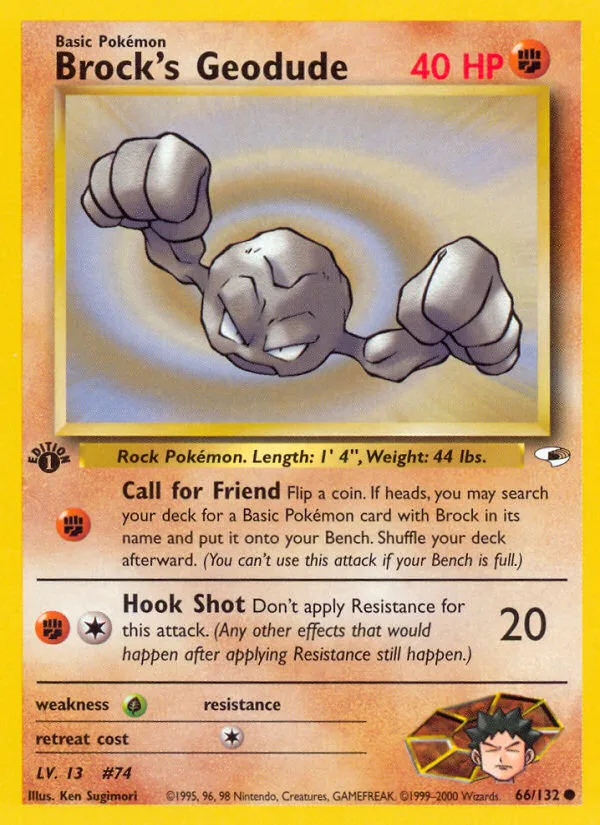 Brock's Geodude #66 Gym Heroes Pokemon card