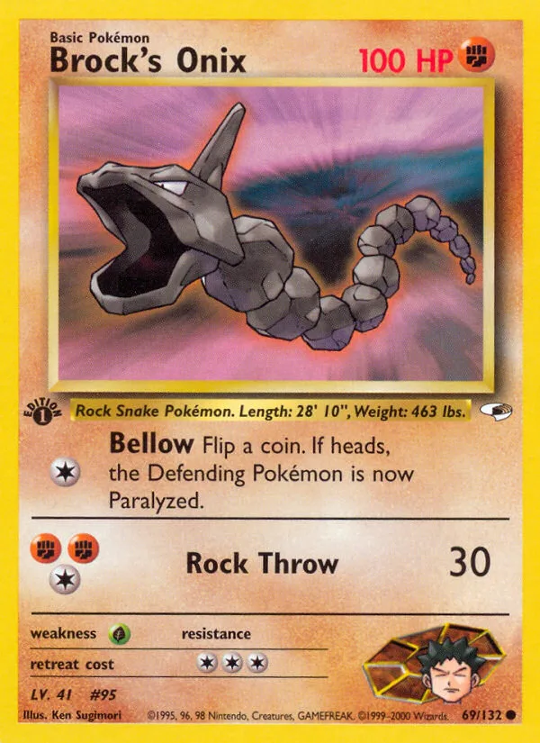 Brock's Onix #69 Gym Heroes Pokemon card