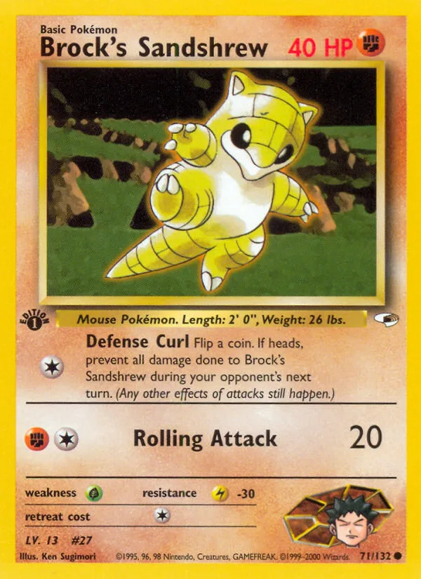 Brock's Sandshrew #71 Gym Heroes Pokemon card