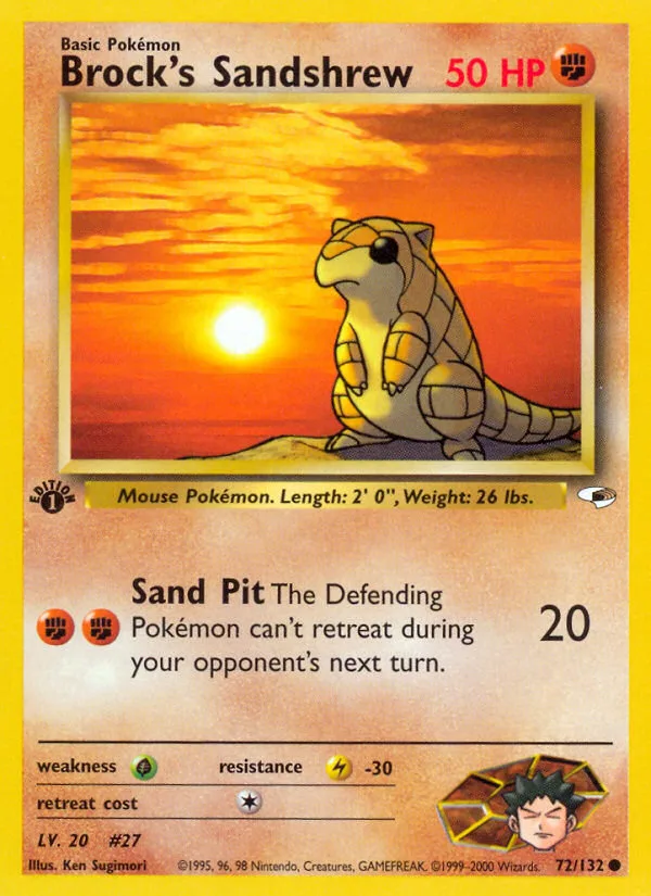 Brock's Sandshrew #72 Gym Heroes Pokemon card