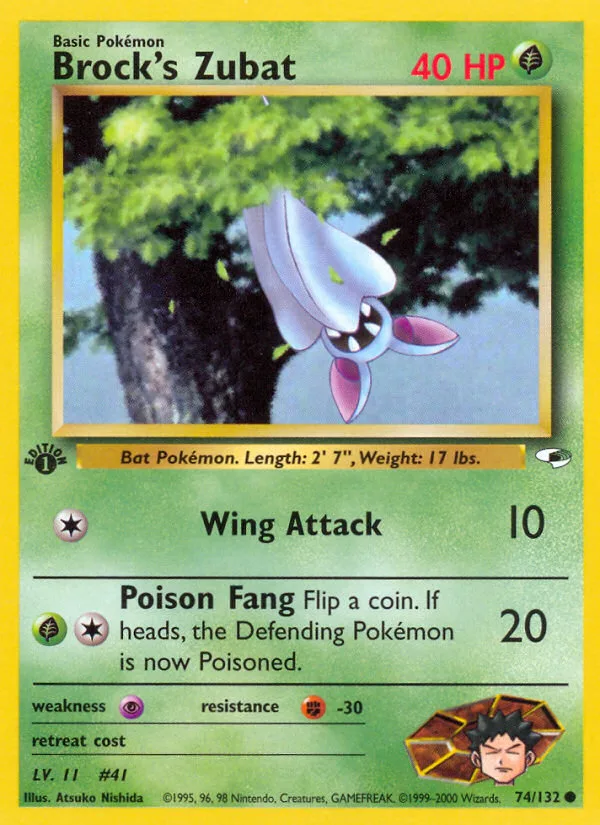 Brock's Zubat #74 Gym Heroes Pokemon card