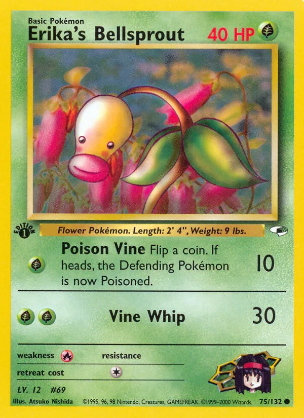 Erika's Bellsprout #75 Gym Heroes Pokemon card