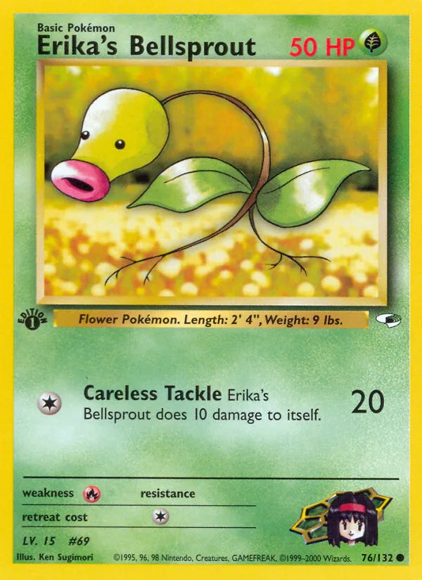 Erika's Bellsprout #76 Gym Heroes Pokemon card