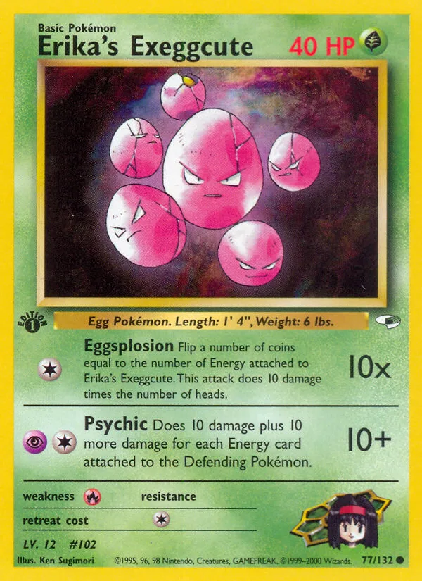 Erika's Exeggcute #77 Gym Heroes Pokemon card