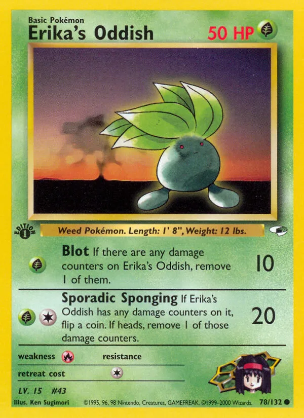 Erika's Oddish #78 Gym Heroes Pokemon card