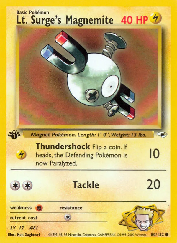 Lt. Surge's Magnemite #80 Gym Heroes Pokemon card