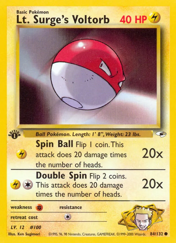 Lt. Surge's Voltorb #84 Gym Heroes Pokemon card