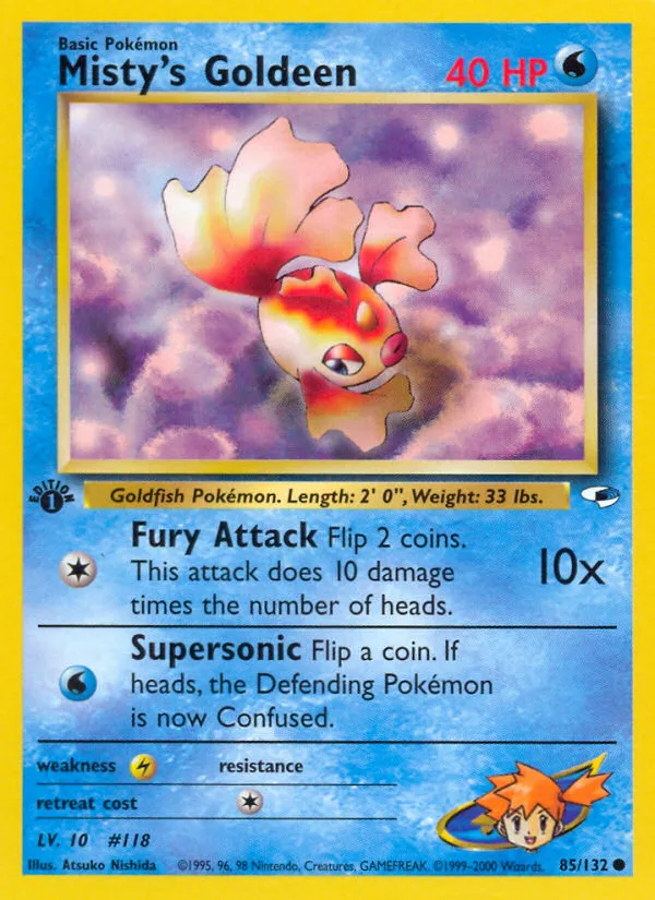 Misty's Goldeen #85 Gym Heroes Pokemon card
