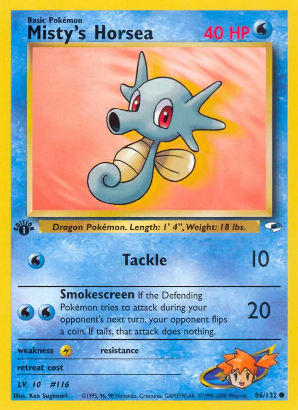 Misty's Horsea #86 Gym Heroes Pokemon card
