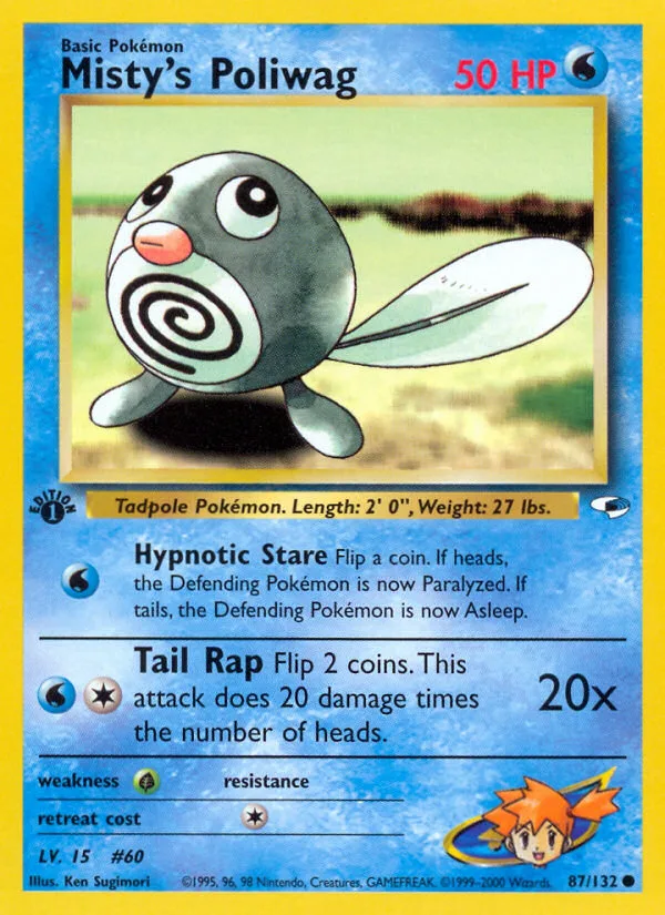 Misty's Poliwag #87 Gym Heroes Pokemon card