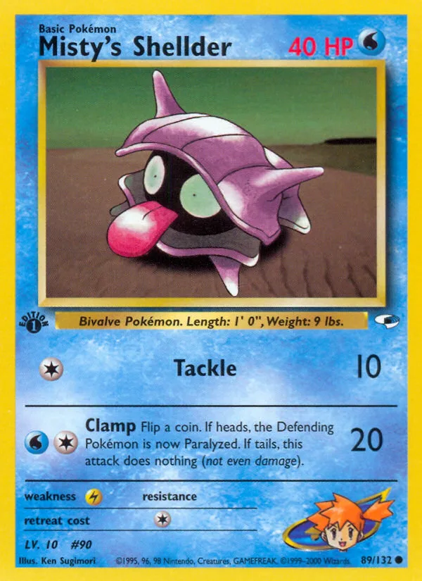 Misty's Shellder #89 Gym Heroes Pokemon card