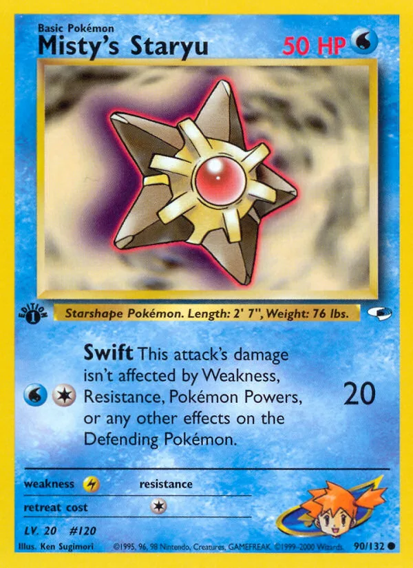 Misty's Staryu #90 Gym Heroes Pokemon card
