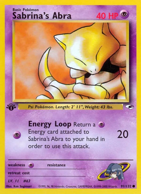 Sabrina's Abra #91 Gym Heroes Pokemon card
